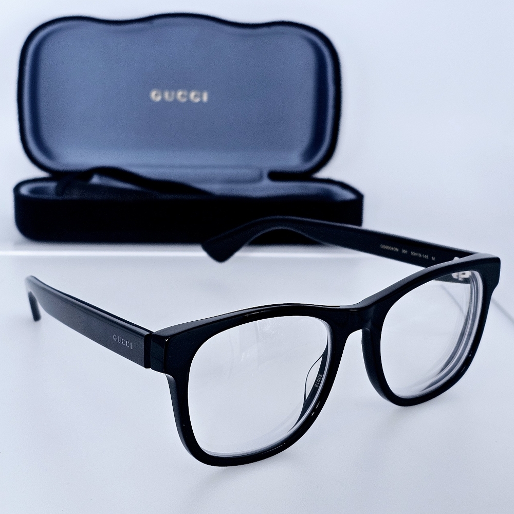 Gucci Black Eyeglasses with Case GG0004ON RX Frame prescription